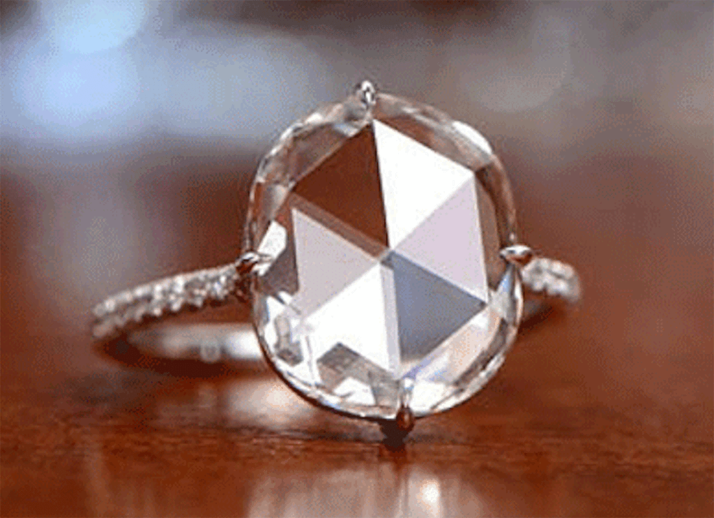 Rose-cut (flat diamond) engagement ring