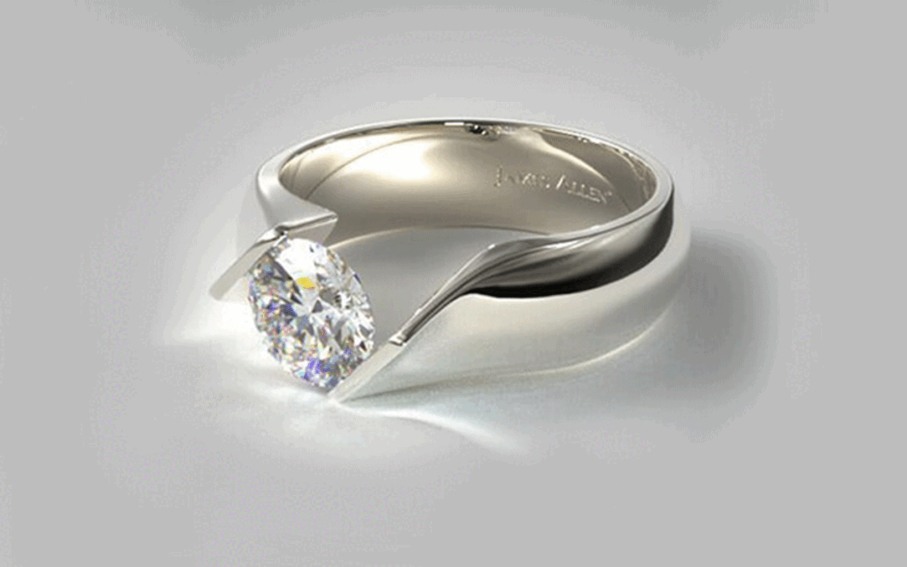 Certified round-cut diamond engagement ring