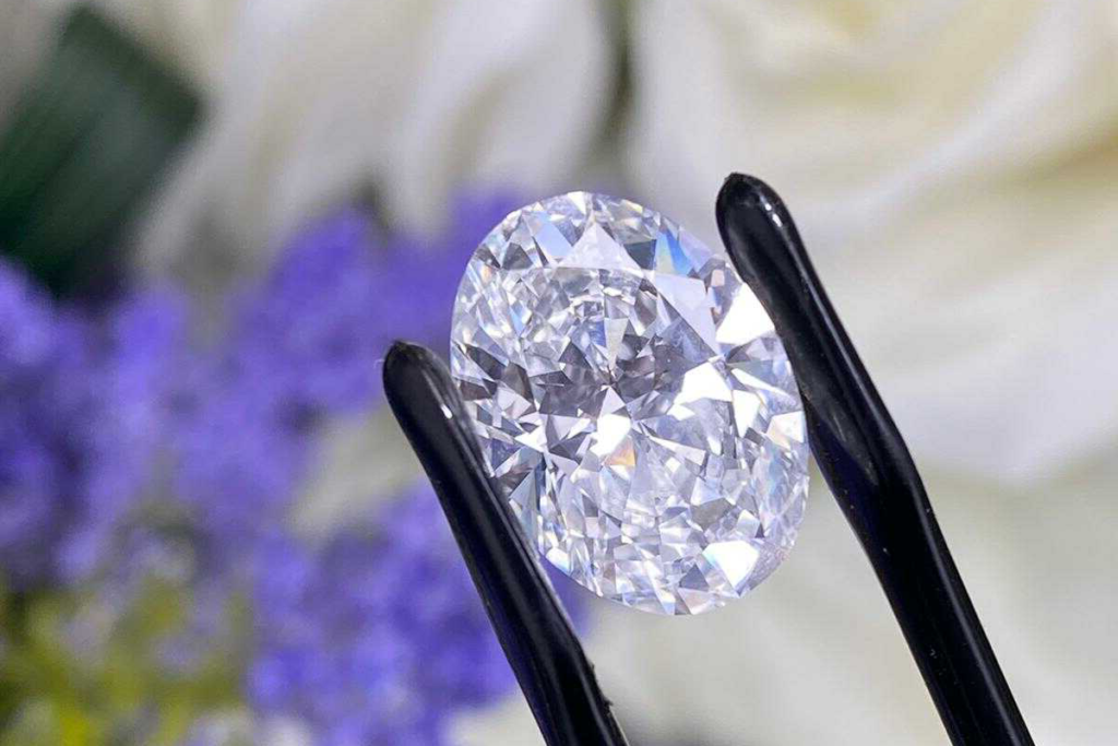 Close up view of D color diamond