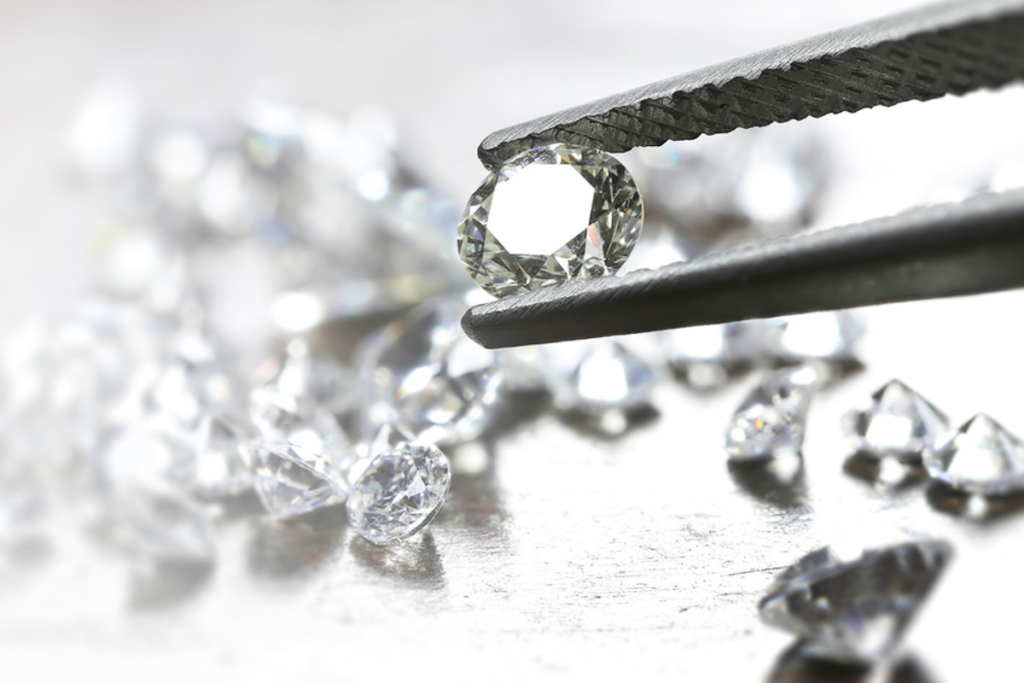 A diamond being examined