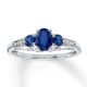 JARED Natural Sapphire Ring with Diamonds 10K White Gold