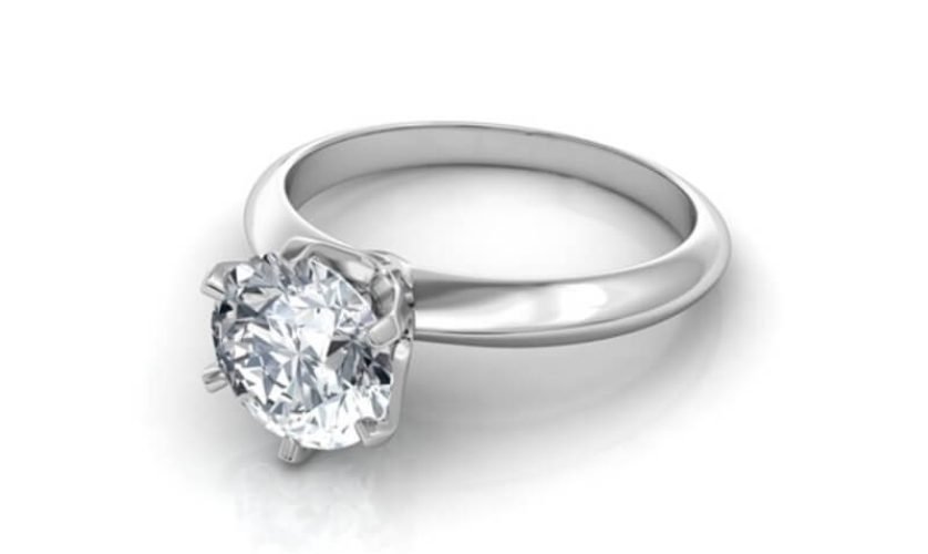 Natalie Diamonds Six Prong Round Brilliant Solitaire Diamond Engagement Ring